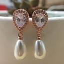 Ladies' Earrings with Pearls and Zircons 5