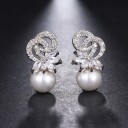Ladies' Earrings with Pearls and Zircons 10