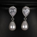 Ladies' Earrings with Pearls and Zircons 14