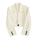 Ladies' Elegant Blazer with Collar and Pockets Solid Colour Button-Up Blazer Made of Cotton and Polyester Stylish Jacket in Various Colours 3