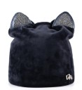 Ladies' Elegant Hat with Cat Ears Sparkling Stones on Ears Velvet Look Cotton Material Head Circumference 56 to 58 cm 2