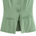 Ladies' Elegant Plain Waistcoat with O-Neck Button Fastening Stylish Polyester Sleeveless Waistcoat for Everyday and Formal Wear 7