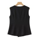 Ladies' Elegant Waistcoat with V-Neck and Asymmetrical Button Fastening with Pleats at the Hem and Shaped Seams 7