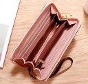 Ladies' elongated zip wallet with wrist strap Card compartments and zip pocket Matte surface PU leather and polyester 19 x 9 x 3 cm 8