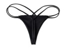 Ladies' Erotic Thong with Double Strings on the Sides Smooth Black Nylon Minimalist Cut with a Narrow Back Section Seductive Lingerie 3