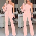 Ladies' Evening Jumpsuit with Exposed Shoulder 10