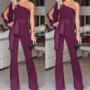 Ladies' Evening Jumpsuit with Exposed Shoulder 12