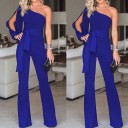 Ladies' Evening Jumpsuit with Exposed Shoulder 13