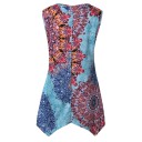 Ladies' Extended Sleeveless Blouse with Vibrant Mandala Print Pointed Asymmetrical Hem Loose Fit Round Neck Polyester For Summer 4