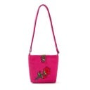 Ladies' Fabric Crossbody Handbag Red Rose Motif Closure with Loop and Metal Button Long Strap Cotton and Polyester 16 x 18 x 5 cm 4