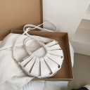 Ladies' Fan-Shaped Handbag with Cut-Out Stripes Two Short Handles Long Adjustable Shoulder Strap Artificial Leather PU 27 x 17 x 10 cm 2