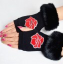 Ladies' Fingerless Gloves with Rhinestones 10