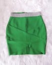 Ladies' Fitted Mini Skirt with a Wide Waistband Decorated with Stones Crossed Stripes of Fabric Hem with Pointed Ends Nylon Artificial Silk 8
