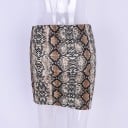Ladies' Fitted Mini Skirt with Snake Pattern Brown-Beige Print High Waist Bodycon Style Polyester Material Suitable for Everyday Wear and Evenings 2