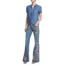 Ladies' Flared Jeans with Patches 4