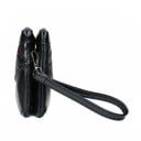 Ladies' Flat Crossbody Bag with Wrist Loop Two Zip Compartments Woven Decoration Adjustable Strap Black 23 x 14 x 5 cm 5