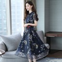 Ladies' Floral Dress with Belt 4