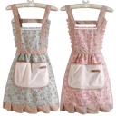 Ladies' Floral Kitchen Apron 90x70 cm Cute Home Adjustable Apron with Pocket for Cooking Baking Grilling Chef's 7