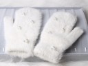 Ladies' Fluffy Mittens with Pearls J816 5