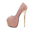 Ladies' Glitter Platform Court Shoes J1802 5