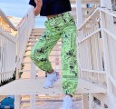 Ladies' Green Trousers with Prints 6