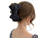 Ladies' Hair Claw Clip Bow 11 cm Plain Clip with Fabric Ribbon 13.5 cm Elegant Fashion Accessory for Secure Hair Styling 2