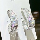 Ladies' Half-Circle Earrings with Stones R96 4