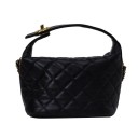 Ladies' Handbag 18 x 14 x 10 cm with Quilted Diamond Pattern Short Handle with Golden Hardware Chain Strap for Shoulder 1