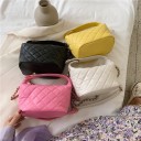Ladies' Handbag 18 x 14 x 10 cm with Quilted Diamond Pattern Short Handle with Golden Hardware Chain Strap for Shoulder 6