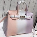 Ladies' handbag 29 x 15 x 21 cm With a smooth colour gradient Two handles for hand carrying Shoulder strap Flap with a belt and golden hardware 6