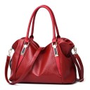 Ladies' Handbag for Hand and Shoulder Soft Bag with Gold Metal Accents PU Artificial Leather Two Handles Strap with Carabiners 36 x 23 x 5