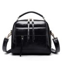 Ladies' handbag for hand or shoulder carry with a top handle Strap with carabiners Front zip pocket Glossy synthetic leather 26 x 22 x 13.5 1