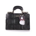 Ladies' Handbag for Hand or Shoulder Sturdy Handle and Detachable Adjustable Strap Metal Feet on the Base Inner Pocket Black Artificial Leather 1