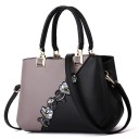 Ladies' handbag made of synthetic leather with floral appliqué and gold metal details Long shoulder strap 30 x 22 x 14 cm 13