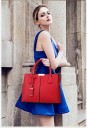 Ladies Handbag Red Large Capacity Synthetic Leather with Grainy Surface Dimensions 30 x 13 x 22 cm Two Handles Metal Plate Decorative Pendant 1