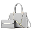 Ladies' Handbag Set 2 pcs Handbag with Strap 31 x 12 x 23 cm and Clutch 21 x 4 x 13 cm made of artificial leather with gold stripes 5