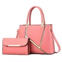 Ladies' Handbag Set 2 pcs Handbag with Strap 31 x 12 x 23 cm and Clutch 21 x 4 x 13 cm made of artificial leather with gold stripes 3