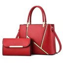 Ladies' Handbag Set 2 pcs Handbag with Strap 31 x 12 x 23 cm and Clutch 21 x 4 x 13 cm made of artificial leather with gold stripes 6