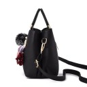 Ladies' Handbag with Floral Decoration Artificial Leather Metal Handles Pom-Pom Charm Shoulder Strap Dimensions 24 x 18 x 12 cm 8