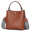 Ladies' handbag with top handle and wide patterned shoulder strap Metal feet Decorative stitching 20 x 20.5 x 12 cm 4