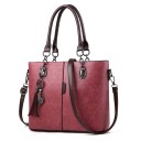 Ladies Handbag with Two Handles and Shoulder Strap Decorative Tassel Pendant Metal Feet Synthetic Leather 31 x 24 x 13 cm 7