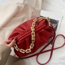 Ladies' Handbag with Woven Pattern and Gathered Edge Massive Gold Chain Shoulder Strap Artificial Leather PU 27 x 14 x 14 cm 8
