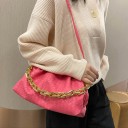 Ladies' Handbag with Woven Pattern and Gathered Edge Massive Gold Chain Shoulder Strap Artificial Leather PU 27 x 14 x 14 cm 11