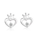 Ladies' Heart Stud Earrings with Crown 1