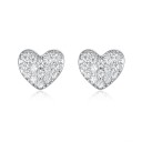 Ladies' Heart Stud Earrings with Zirconia G124 1