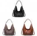 Ladies' Hobo Style Shoulder Bag Made of Synthetic Leather Spacious Soft Bag with Handle and Long Crossbody Strap Zip Fastening 7