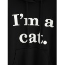 Ladies' Hoodie with Cat Ears on the Hood Print I'm a cat Kangaroo Pocket Adjustable Drawstring Long Sleeves Ribbed Cuffs Cotton and Polyester 7