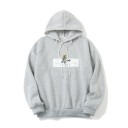 Ladies' Hoodie with Hood and Plant Print on the Chest Drawstring Dropped Shoulders Ribbed Cuffs and Hem Polyester 9