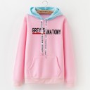 Ladies' Hoodie with Kangaroo Pocket Contrasting Hood Print with Black Text and Red Line Ribbed Hems Cotton and Polyester 3