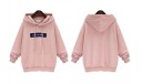 Ladies' Hoodie with Printed Lettering on the Chest Kangaroo Pocket Adjustable Drawstrings Ribbed Cuffs and Hem Loose Fit Polyester and Cotton 5